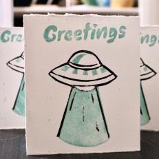 Alien Stamp Greeting Card