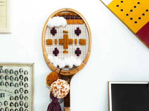 Upcycled Art: Embroidered Tennis Racket Wall Hanging