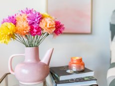 Bouquet of Paper Flowers on Bedside Table