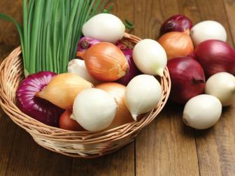 Onions And Scallions In Basket