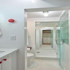 Bathroom With Red Wall Knob