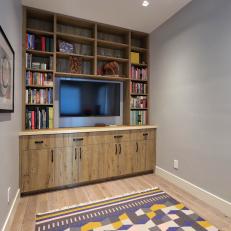 TV Room With Built In Shelving