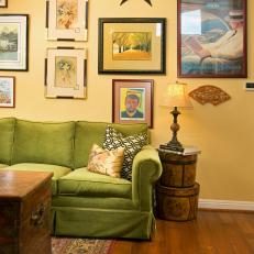 Yellow Sitting Area With Gallery Wall