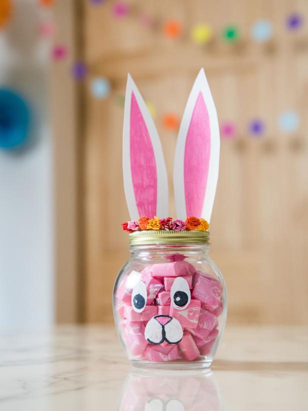 A Jar Full of Candy Decorated Like an Easter Bunny
