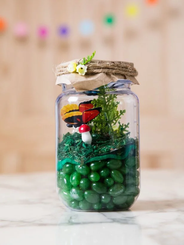 A Glass Jar of Candy Made to Look Like A Magical Meadow