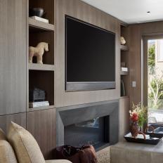 Modern Living Room With Wood Paneling