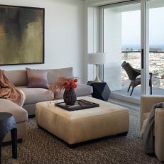 Modern, Neutral Living Room With City View