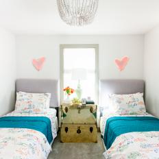 Small Contemporary Bedroom With Pink Hearts