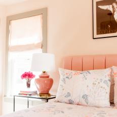 Pink Transitional Bedroom With Roses