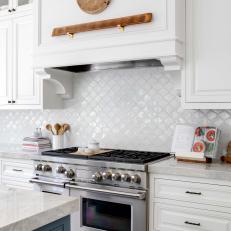 White Transitional Kitchen With Cookbook