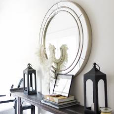 Narrow Console Table With Black Lanterns