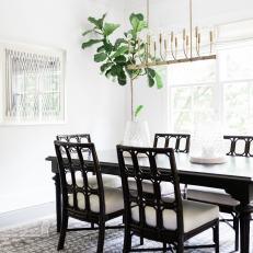 Transitional Neutral Dining Room With Tree