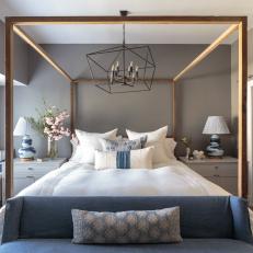 Transitional Bedroom With Rustic Canopy Bed