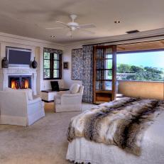 Neutral Master Bedroom With Fur Throw