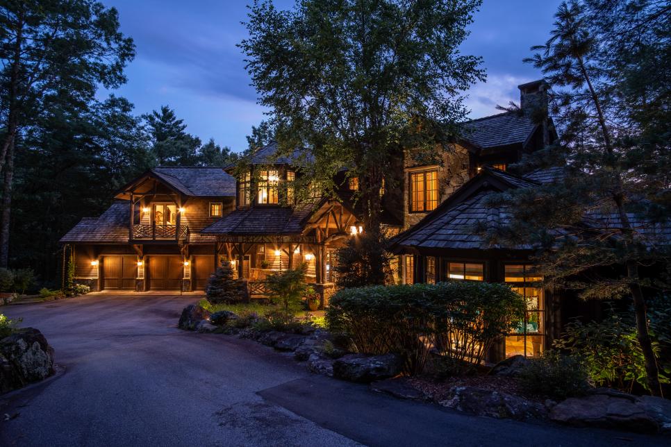 Rustic Countryside Mansion Glows in the Night 
