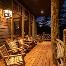 Luxurious Covered Porch Sitting Area on Upper Deck at Mountain Retreat