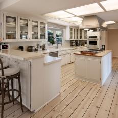 Contemporary Kitchen in White and Natural Wood