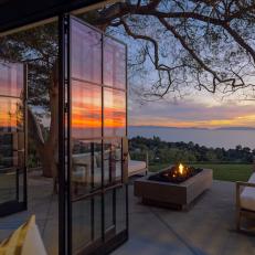 Glass Doors and Patio at Sunset