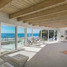 Midcentury Modern Living Room With Beach View