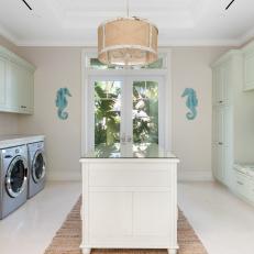 Coastal Laundry Room With Seahorse Art