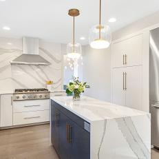 White Transitional Kitchen With Gray Cabinets