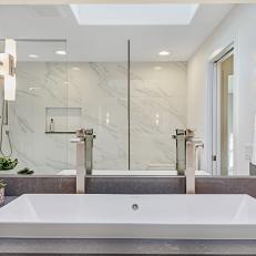 Transitional Bathroom With Gray Countertop