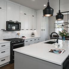 Contemporary Black-And-White Kitchen and Dining
