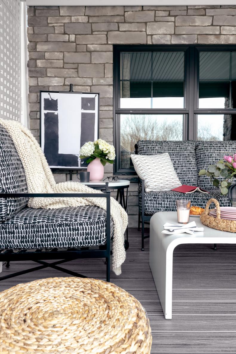 Cream-Colored Throw on Patio Chair Ready for Chilly Nights Out