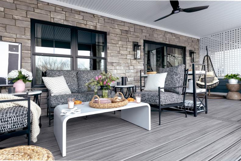 Covered Outdoor Patio With Sitting Area Can Be Enjoyed Year-Round