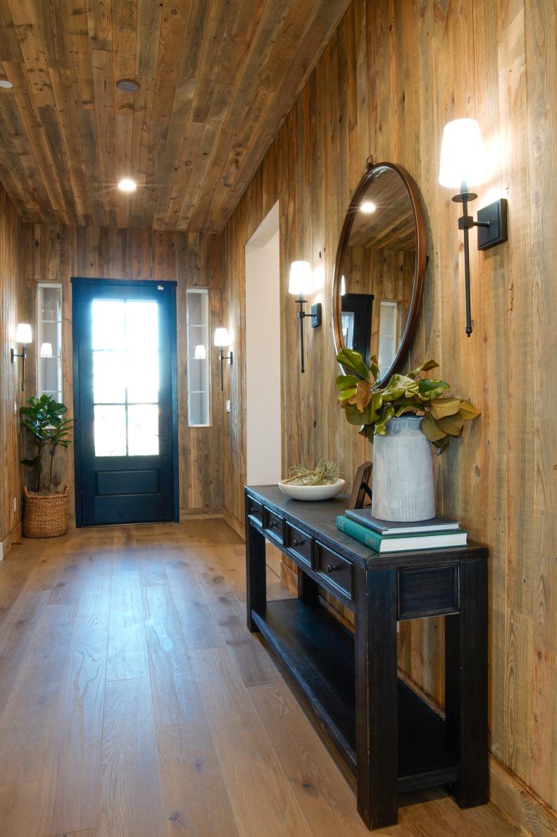 Nick said "It was the perfect entryway to the perfect house." He loved the rustic reclaimed siding.