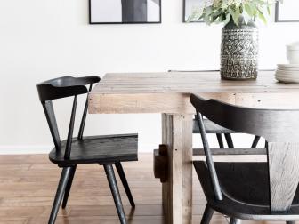 Neutral Dining Room With Black Chairs
