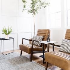 Scandinavian Neutral Living Room With Leather Chairs