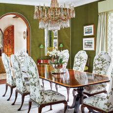 Traditional Dining Room in Green