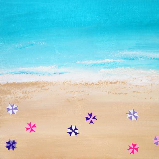 DIY beach scene painting complete