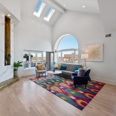 Luxe Living Room With Skylights