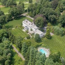 Aerial View of Colonial-Style Estate