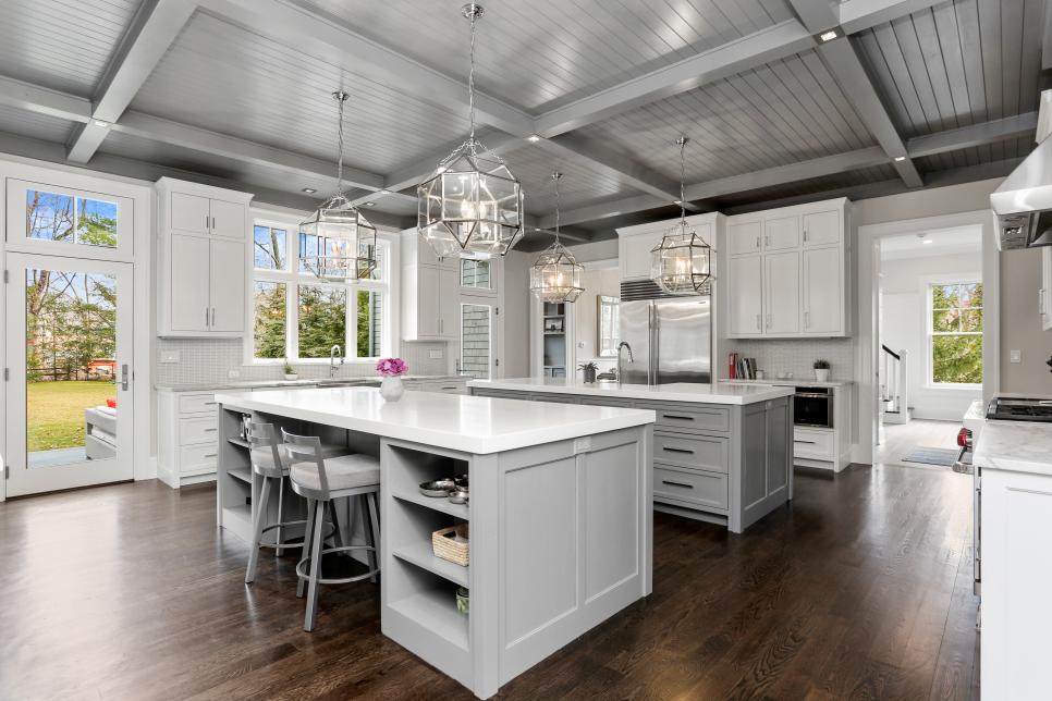 Kitchen With Coffered Ceiling