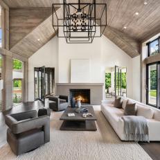 Neutral-Colored Living Space With Fireplace