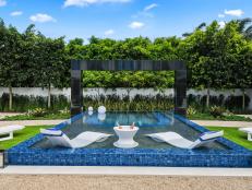 Courtyard Spa Pool with Rain Curtain and Sun Shelf