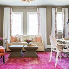 Home Office and Sitting Room Combo With Magenta Rug