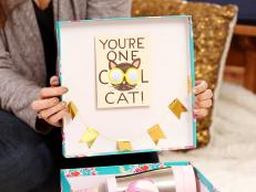 "You're One Cool Cat" Card Taped on Box Lid 