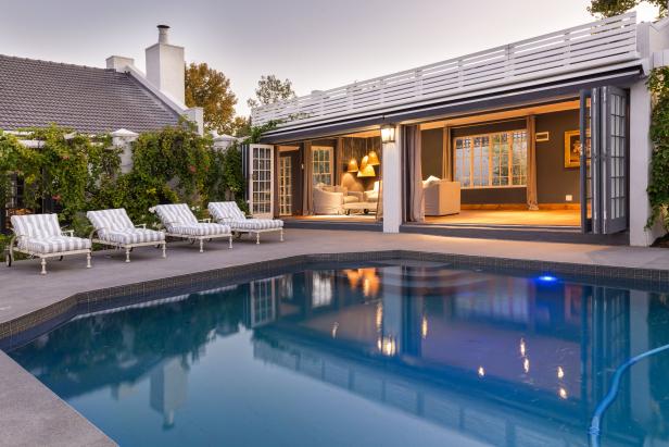 a house with swimming pool