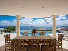 Covered Patio With Dining Table, Chairs, Views of Infinity Pool, Ocean