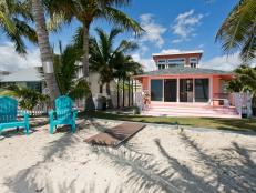 Pink Beach House and Backyard