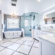 Master Bath With Marble Flooring