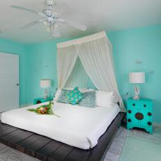 Turquoise and White Bedroom