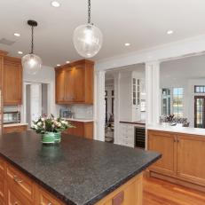 Transitional Chef Kitchen With Center Island