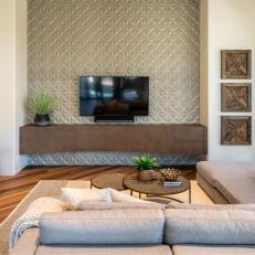 Modern Living Room With Geometric Wall
