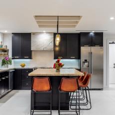 Transitional Kitchen With Modern Pendant Lights