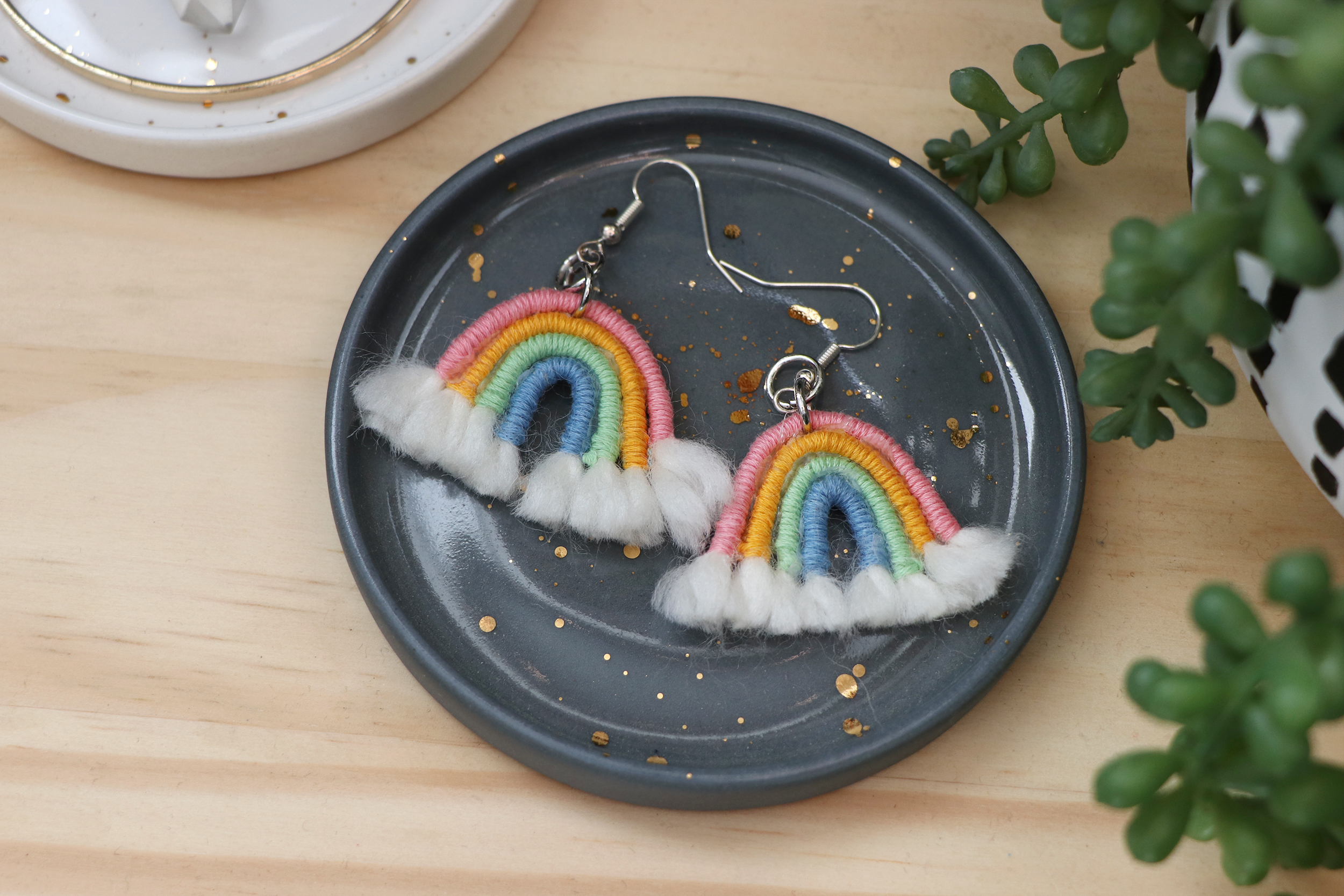 Pastel Rainbow Spring Summer Earrings Rainbow Earrings Handmade Clay Earrings
